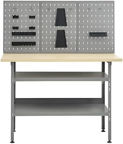 Видаксл работна маса со три wallидни панели работна алатка за столче држач за столче Организатор за складирање на работилници за гаража