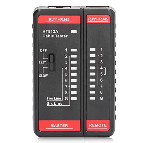 Мултифункционален мрежен кабелски тестер RJ11 RJ45 Алатка за проверка на тестот за тестирање на телефонска линија со LED индикатор за мерење ht812a