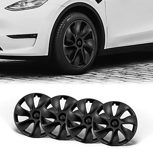 Muskgeen Tesla Model y Cover на тркалото од 19 инчи Hubcaps, покритие за заштита на тркалото со целосен раб, компатибилен со моделот Tesla