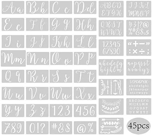 Сметко од букви, 45 парчиња букви матрици гроздобер буква нумерички матрици, еднократно DIY домашни украси уметности и занаетчиски