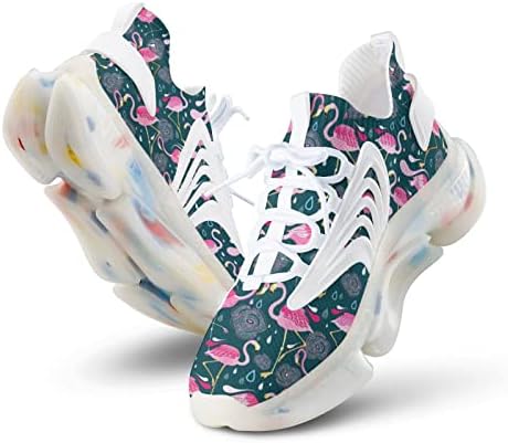 Weedkeycat Светли цвеќиња и фламингони со кои се појавуваат чевли за тренингот за тренингот за вежбање, дише
