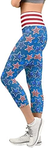 Хеланки со високи половини за жени американско знаме не гледаат преку печатените панталони на Денот на независноста за водење на