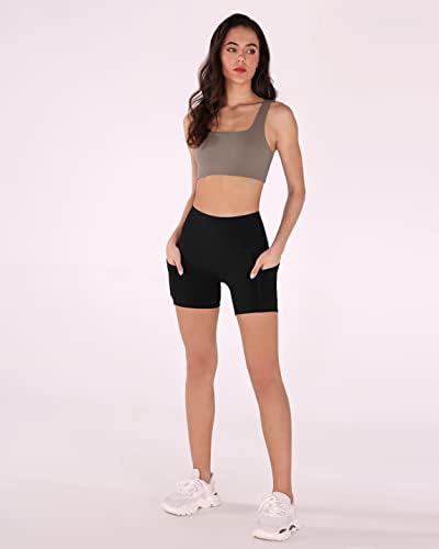 Контрола на јога за контрола на стомакот од Ододос, 2,0 со џебови со високи половини атлетски тренинзи-5 / 8 inseam