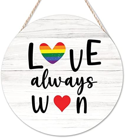 Добредојдовте знак за ЛГБТ гордост дрво знаци ретро loveубов секогаш освојувајте го виножитото срце знак Лезбејска и геј wallидна уметност