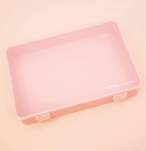 Крафтелие-Организаторска Кутија Со Проѕирен Капак За Чување На Бележник | Редење Со Соодветни Кутии | Димензии 26,5 х 17,8 х 4,2 см-Боја: Пастелно Розова