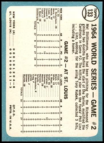 1965 Топпс 133 1964 Светска серија - Игра 2 - Stottlemyre го освои Мел Сотлемире Сент Луис/Yorkујорк кардинали/Јанкис НМ/МТ+ Кардиналс/Јанкис