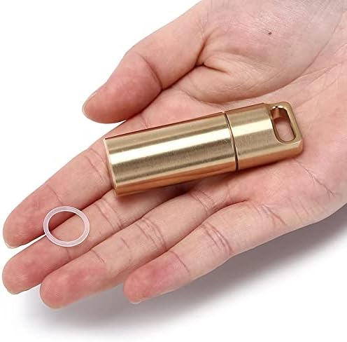 Genmine Portable Mini Brass Pill Organizer Case Cantean Cantainer Водоотпорен метал Мал џеб пилула кутија за клучеви со единечна комора