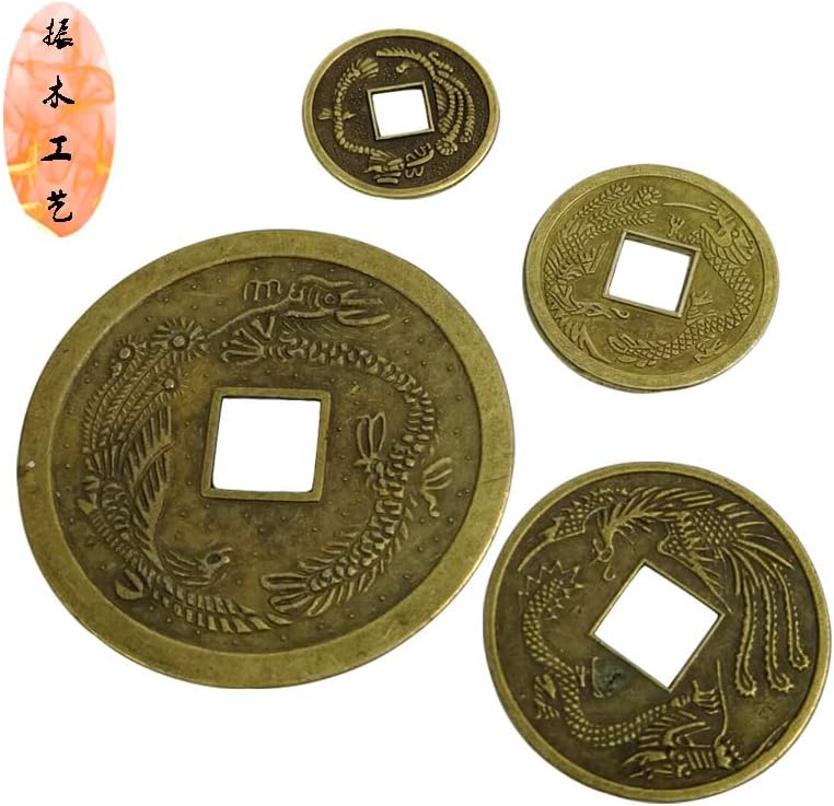 Qiankao 金属 工艺品 2,5cm 招财 进 宝合金 铜 钱 龙凤 铜 仿古