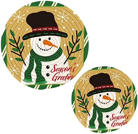 Умерико Божиќни држачи за снежни држачи на тенџериња поставени 2 парчиња, постери за кујнски декор, чиста памучна нишка ткаат ситници за