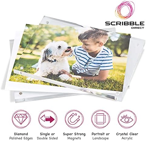 Scribble 5 x 7 акрилна магнетна рамка за фотографии/блок на слика, дебелина од 20мм, двострана, бесплатна стоење, користете