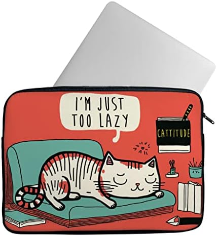 Јас сум премногу мрзлив Mac Book Pro 14 ракав - симпатичен ракав за лаптоп со мачки - Цитати за мачки Мак Книга ракав