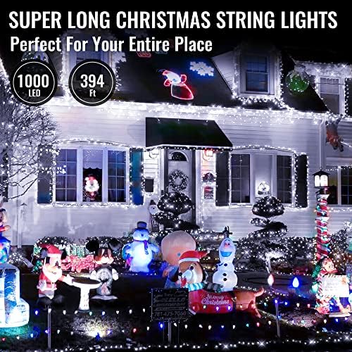 Heceltt на отворено Божиќни светла сет од 394ft жици светла плус 10 цевки со кристален мраз што паѓаат светла за покрив, внатрешен