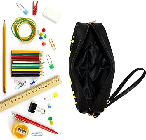 Colourlife Pencil Case Tags Adjoctory Yellow and Green Drainkfly Leather Zipper Take Tagh Makeup Козметичка торба држач за моливи за возрасни
