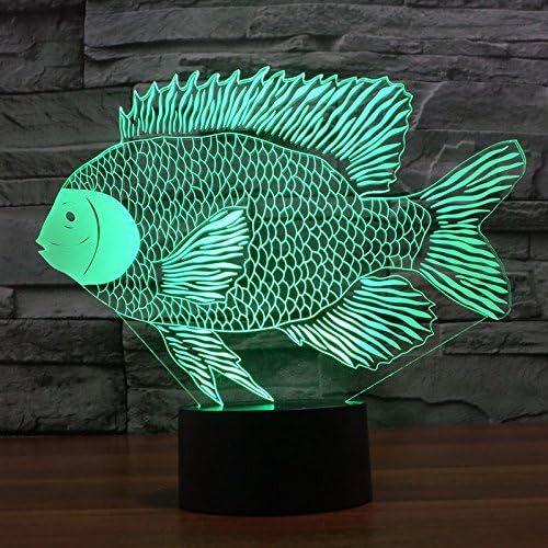 3Д хартија-риба ноќно светло светло УСБ-допир прекинувач за декор табела за табели оптички илузии ламби 7 светла за промена