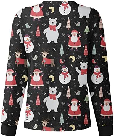 Божиќни кошули за жени долги ракави слатки врвови облека плус големина модни блузи костуми Обични џемпери за џемпери Туника подароци