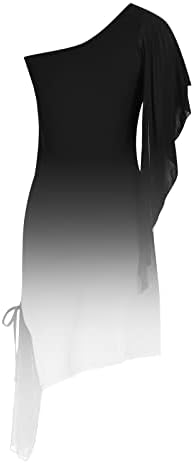 Женски случајни без ракави со едниот рамо солиден шифон тенок фустан вратоврска боја летни фустани за жени 2022 година