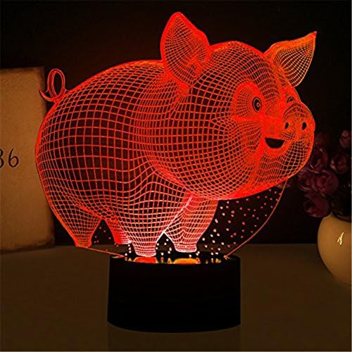 Yklworld Pig Night Light 3D илузија ламба допир 7 боја Променлива креветска соба Декор Девојче Деца роденденски подароци за свињи за свињи