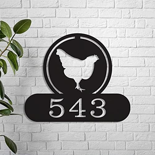 Godblessign Rooster адреса метал знак, знак, декор на метал wallид за домашно кујно кафе, бар, бар, бар, модерен подарок за украси на фарма,