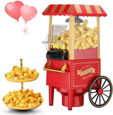 Kolensa Popcorn Maker гроздобер кошарка стил топол воздух Попер машина, масло без масло дома изработен пуканки за забава за роденденски филм