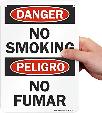 SmartSign „Опасност - без пушење“ двојазична етикета | 5 x 7 ламинат винил