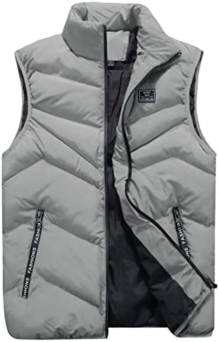 Венкомг1 зимски пуфер елек за мажи, лесен спакуван ски -елек за скијање на ракави без ракави, отпорна на вода за надворешна облека