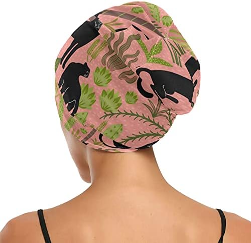 Семено работно капаче за спиење капа за капаци од леопард тропски цветни лисја за жени коса глава за коса ноќно обвивка