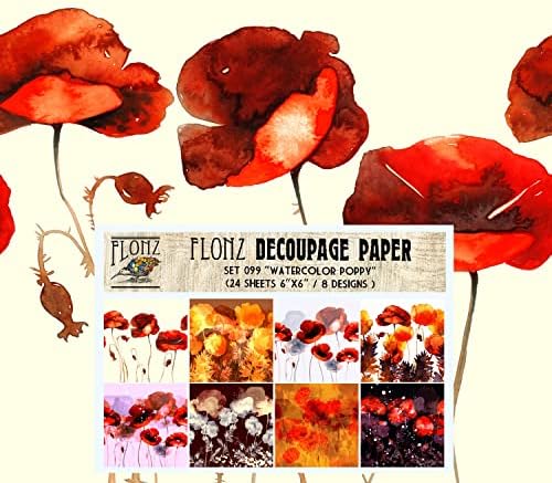 Decoupage Paper Pack Акварел афион гроздобер стилизирана лесна шема хартија за декопаж, занает и бележење книги