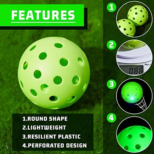 Chitidr 12 парчиња LED осветлуваат пластични практики бејзбол пластични шупливи топки сјајни лесни топки за тренинзи зелени сјајни топка