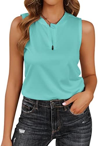 Корорун женски голф кошула без ракави Поло-резервоар на врвови Брзи суви атлетски тениски маици со патент