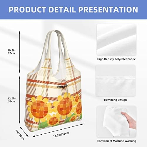 Kmivqge сончогледово платно торбички торбички чанти, сончогледово печатење повторно користено мулти -намена чанти за купување голем