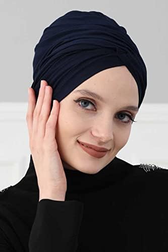 Дизајнот на Ајша, претходно врзан инстант турбан глава за глава за жени, 95% памучна хемо-шамија, стилски хаџаб хаџаб подготвен