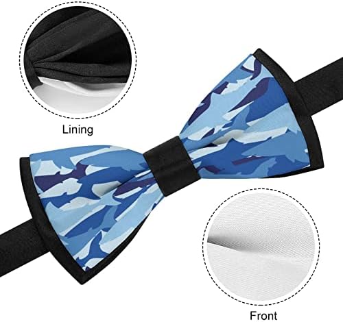 Weedkeycat Сини ајкули Камуфлажа Смешна вратоврска пред-врзана формална лак врски прилагодливи лакови печатени за мажи
