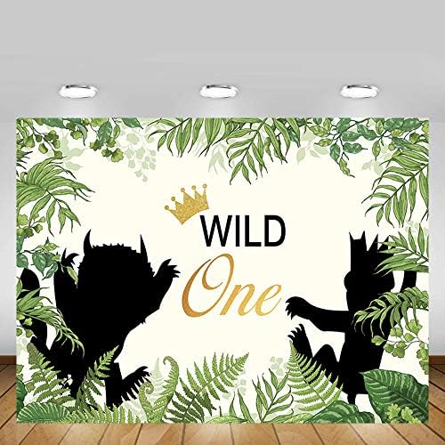 Mehofoto Wild One Theated 1 -ви роденденска забава за позадина Фотографија Позадина џунгла сафари зелена лисја бебе момче фото штанд банер украси 7x5ft