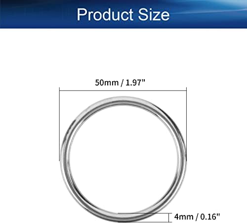 Беттомшин не'рѓосувачки челик О прстен 50мм Надворешен дијаметар од 4мм Дебелини заварени заварени тркалезни прстени 6 парчиња