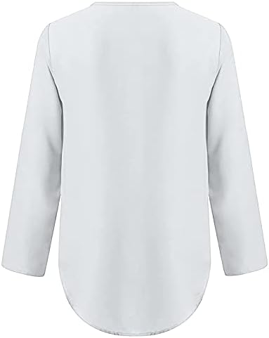Модна маица за жени по поштенски преден дел од вратот на вратот Туника врвови цврсти ролни со ракав, заоблени полите, обични кошули