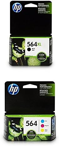 HP 564 Cyan, Magenta &засилувач; Жолта Оригинална Мастило Касети, 3 пакет и HP 564XL Црна Висок Принос Оригинални Мастило Кертриџ