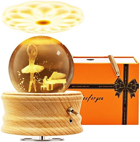 Joualy 【Подароци за Денот на мајката】 3D Music Box Crystal Ball, LED Floodlight Luxury Worden Music Box, Најдобар подарок за деца, жени,