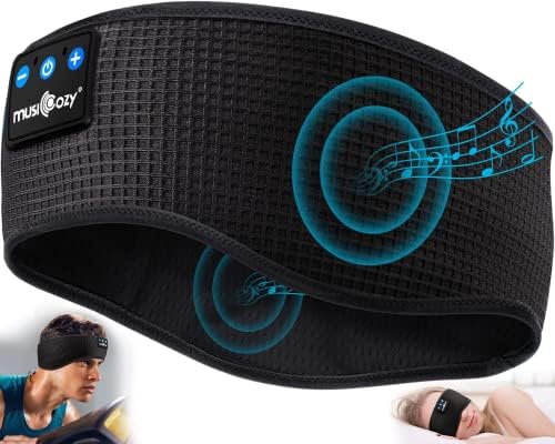Слушалки за спиење MusicOzy Wireless, Bluetooth 5.2 Спортски спортови на глава Службени слушалки за очи за очи за очите на ушите за дишење