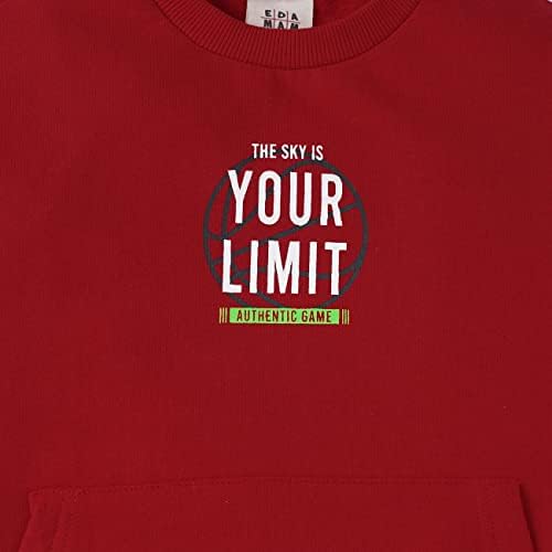 Одржлива џемпер на Ед-А-Мама со печатење во градите за момчиња-црвена боја