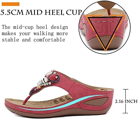 Rvidbe клин сандали за жени, сандали за жени платформа со лакови за поддршка трендовски лето бохо цветни сандали за чевли за прошетки