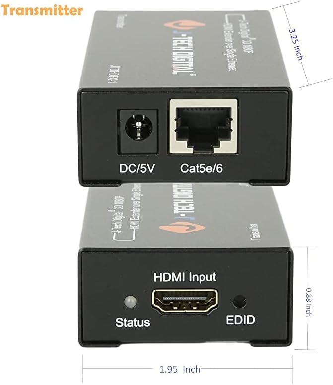 J-Tech Digital HDMI Extender со единечна CAT 5E/6 Full HD 1080p со длабока боја, EDID копија, Dolby Digital/DTS