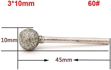 Vieue Абразивно мелење за полирање за мелење од 5 парчиња од 3 ~ 10 mm 60 тркалезна сферична дијамантска острина игла за заострување на иглата