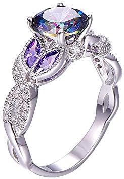 Womenените ветуваат прстени мода пурпурна симулиран дијамантски венчален прстен за жени кубни цирконија ангажман прстен за накит парови