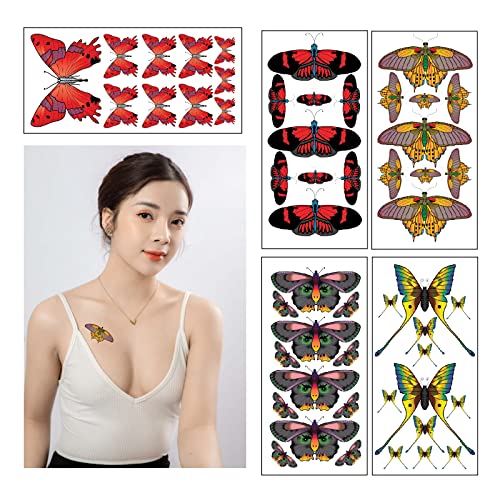 Голема Пеперутка Привремени Тетоважи За Жени Лажни Тетоважи Подарок Пеперутка Прекрасен Дизајн Самолеплива Пеперутка Стап На Налепница 5 Листови