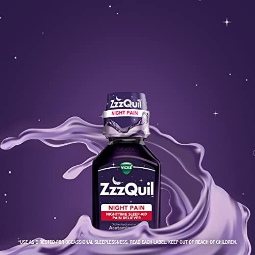 Викс zzzquil ноќно олеснување на болката помош за спиење течност, максимална моќност на болка, црна цреша со вкус на цреша, 12 fl oz, пакет