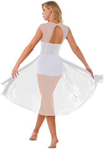 Јанџан женски лирски цветни секвенциски резервоари леотард макси фустан современ балетски танц фустан