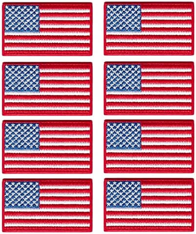 Sayjke 8 PCS USA American Flag Flaged Patch - 6,8 x 3,8 см железо на или шијте на униформа амблем
