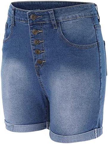 Плус големина тексас шорцеви жени се протегаат летни ринстони валани погласувани шорцеви во боја блок гроздобер фармерки панталони за јуниори