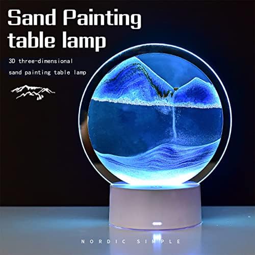 3Д подвижен песок уметност 7,87in 360 ° ротирачки декорација на песочен часовник креативна уметност песок уметност течна движење дневна соба спална соба табела за ламб