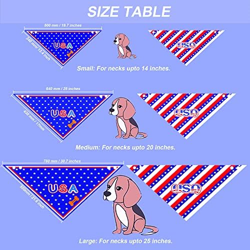 Кучиња бандани, шамија на бандана на кучиња Невириџ во 2 пакувања, триаголник Американско знаме миленичиња бандана снабдување